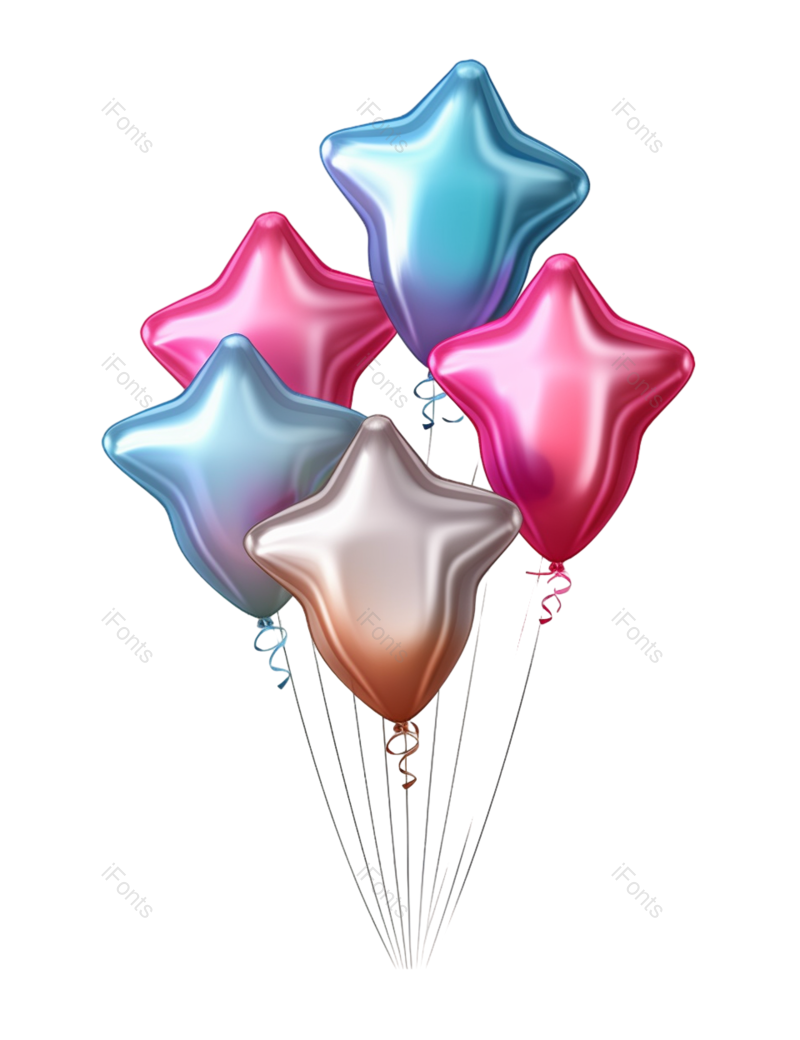 装饰图片,立体元素,卡通五角星PNG,热气球免抠素材